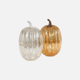 Lit Glass Pumpkin with Stem (Set of  2)