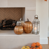 Lit Glass Pumpkin with Stem (Set of 2)