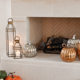 Lit Glass Pumpkin with Stem (Set of 2)