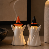 Lit Ceramic Ghosts (Set of 2)