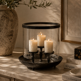 Three Taper Candle Holder with Hurricane