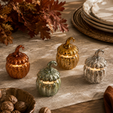 Pumpkin Shaped Glass Scented Candle (Set of 4)